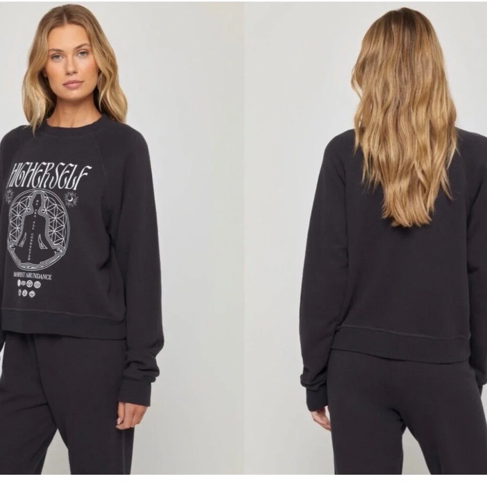 Spiritual Gangster Higher Self Forever Crew Pullover Sweatshirt, Black, NWT - Picture 2 of 3